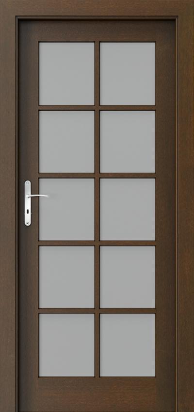 Interiérové dvere CORDOBA
 3/3 sklo s rámčekom Prírodná dýha Satin **** Mocca
