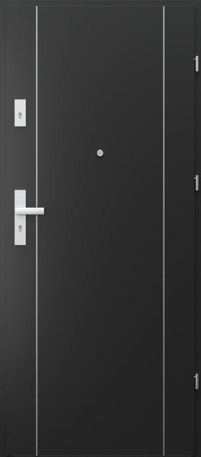 Drzwi wejściowe do mieszkania AGAT Plus intarsje 1 Okleina CPL HQ 0,7 ****** Czarny