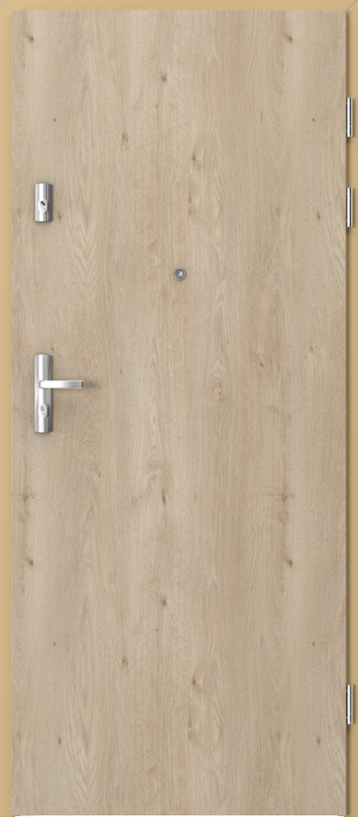 Uși de interior pentru intrare în apartament QUARTZ plină Finisaj Portaperfect 3D **** Stejar Clasic
