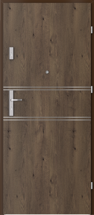 Uși de interior pentru intrare în apartament AGAT Plus inserții 4 Finisaj Portaperfect 3D **** Stejar Sudic