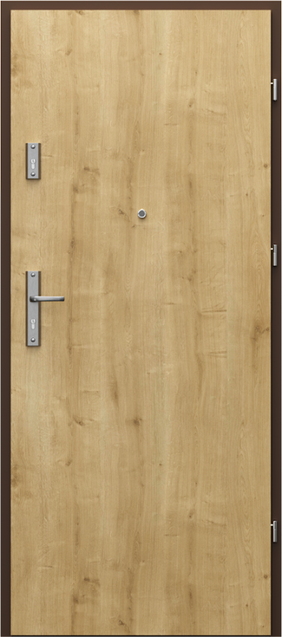 Drzwi wejściowe do mieszkania AGAT Plus pełne - pionowy układ okleiny